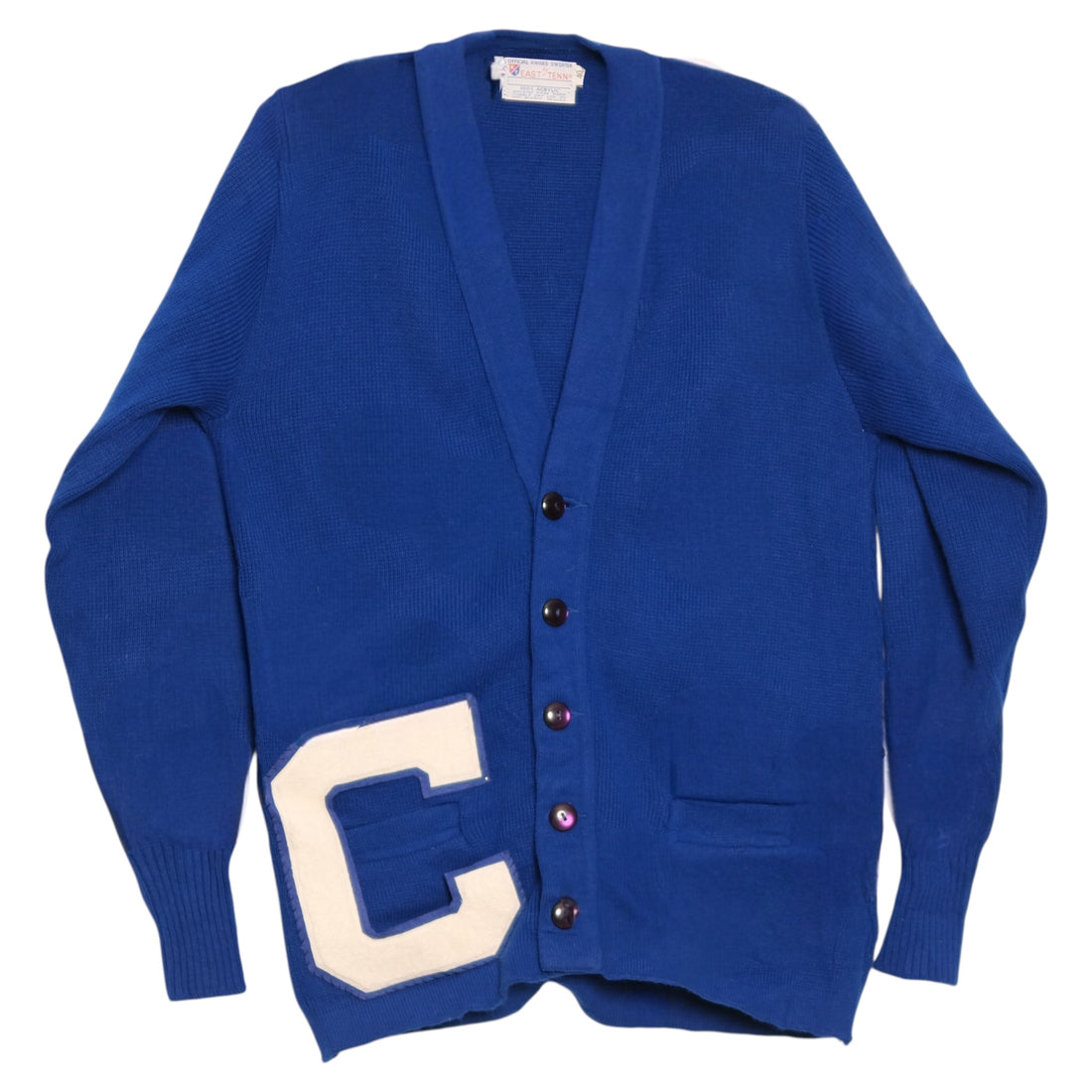 Vintage East-Tenn Blue Letter Patch Cardigan