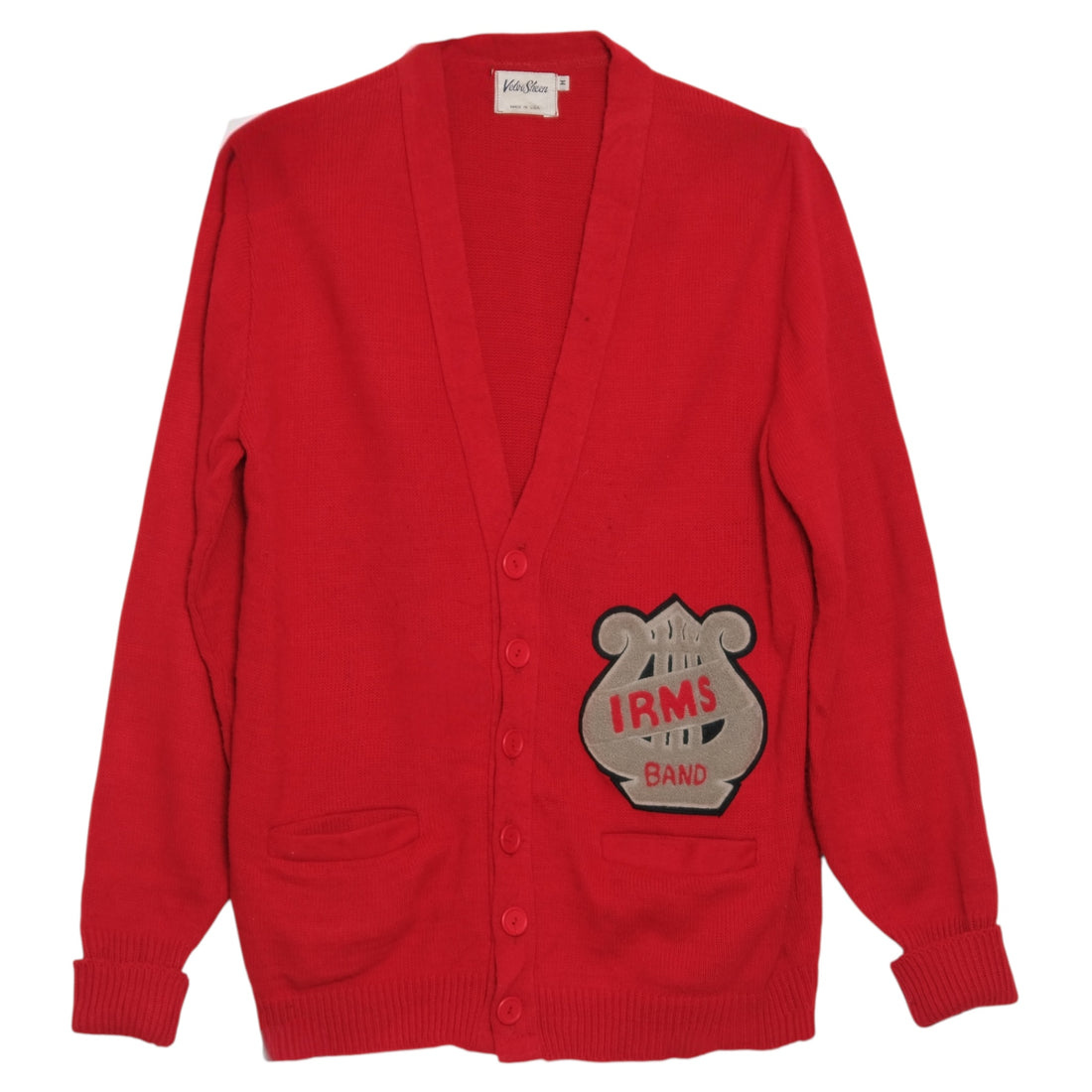 VINTAGE Red Varsity Band Patch Cardigan