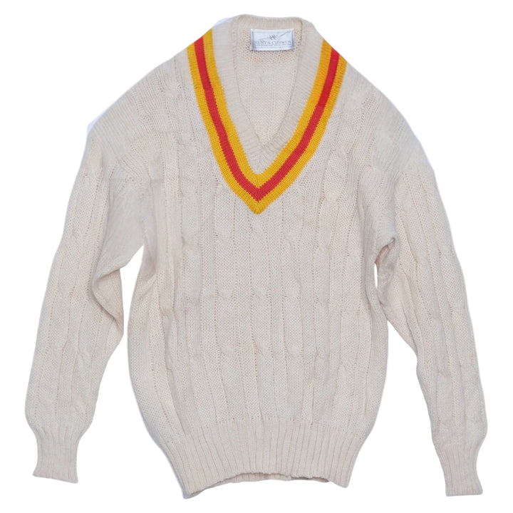 Vintage Kent & Curwen Cream Cable Knit Cricket Sweater  Oversized Fit