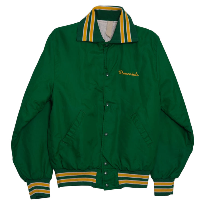 Vintage Green “Cloverdale” Varsity Nylon Snap Jacket