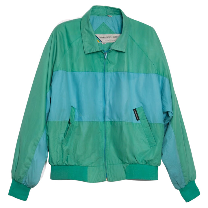 Vintage Members Only Teal + Green Colorblock Zip Jacket
