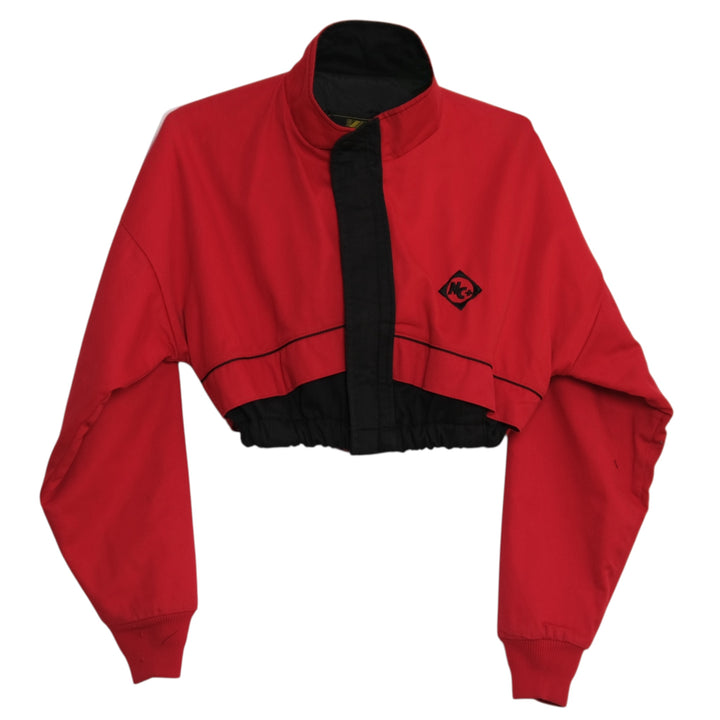 VINTAGE Upcycled Red + Black Cropped Track Jacket
