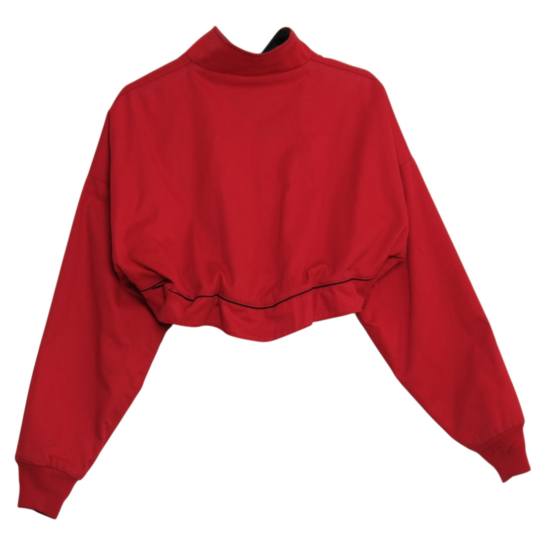 VINTAGE Upcycled Red + Black Cropped Track Jacket