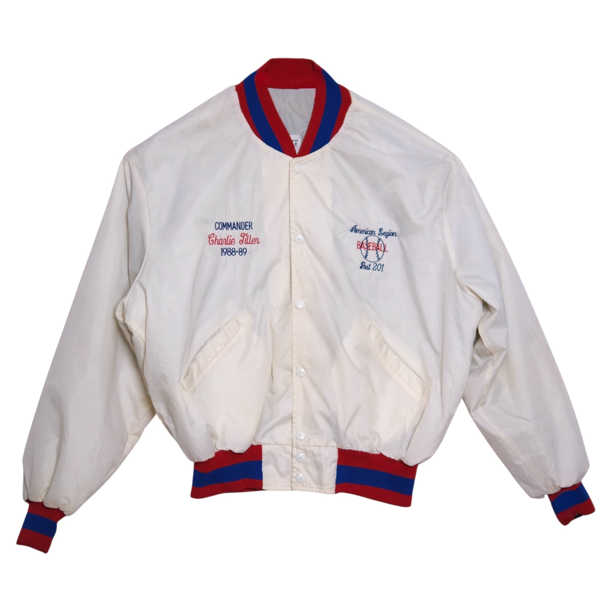 Vintage American Legion Baseball Nylon Jacket  2XL (Red/Blue Trim)