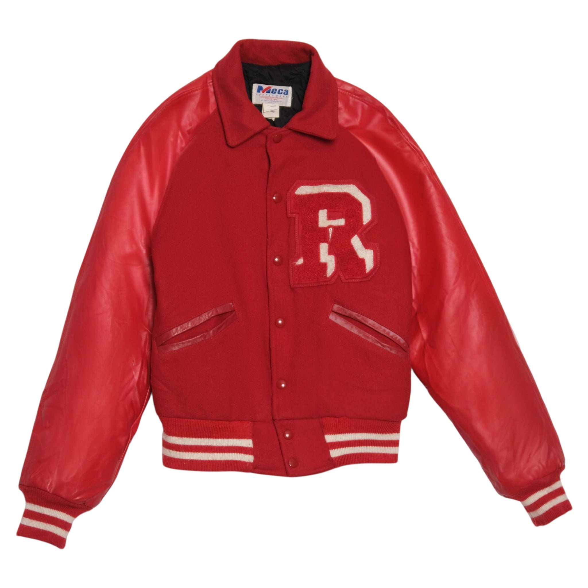 VINTAGE Red Wool + Leather Varsity Letterman Jacket
