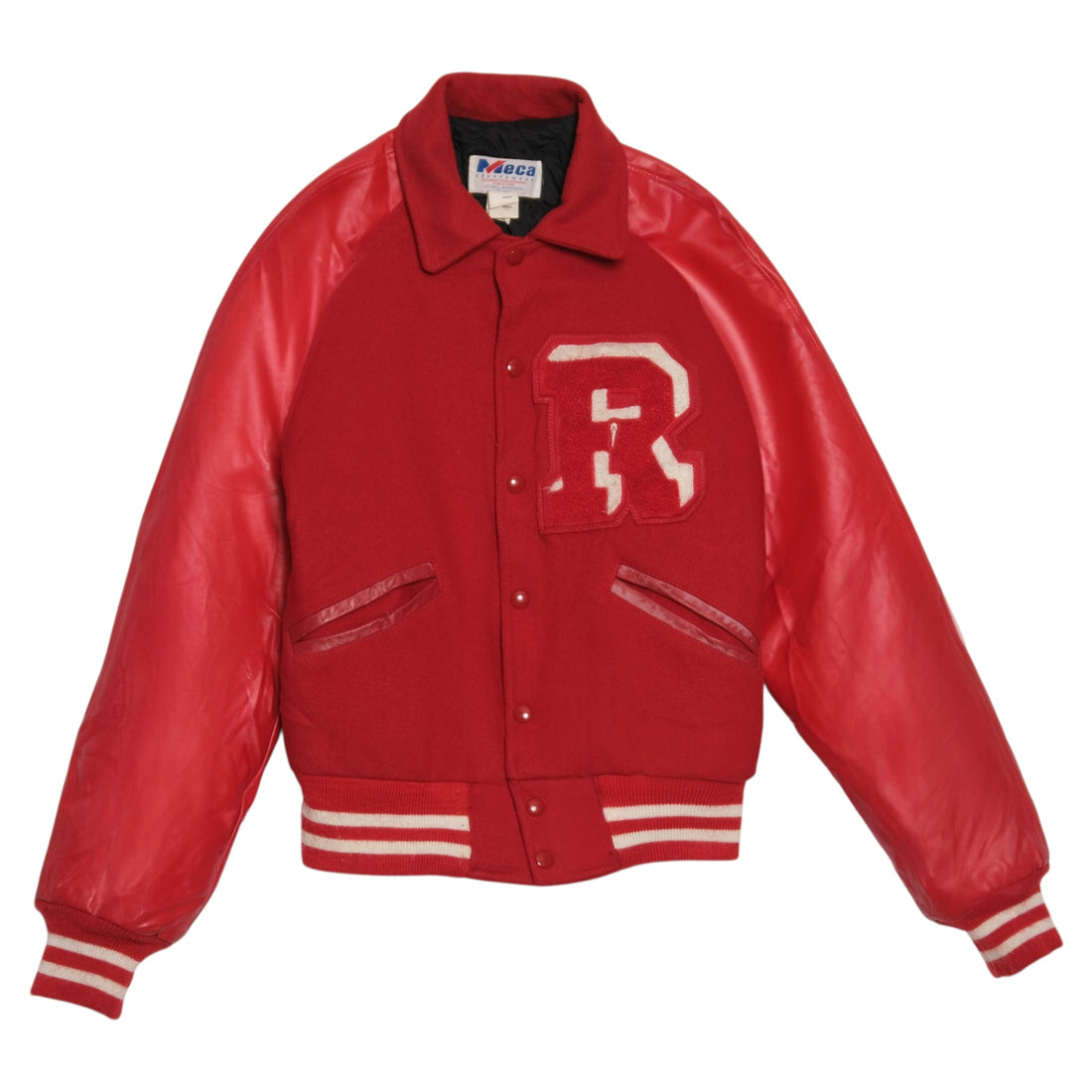 VINTAGE Red Wool + Leather Varsity Letterman Jacket