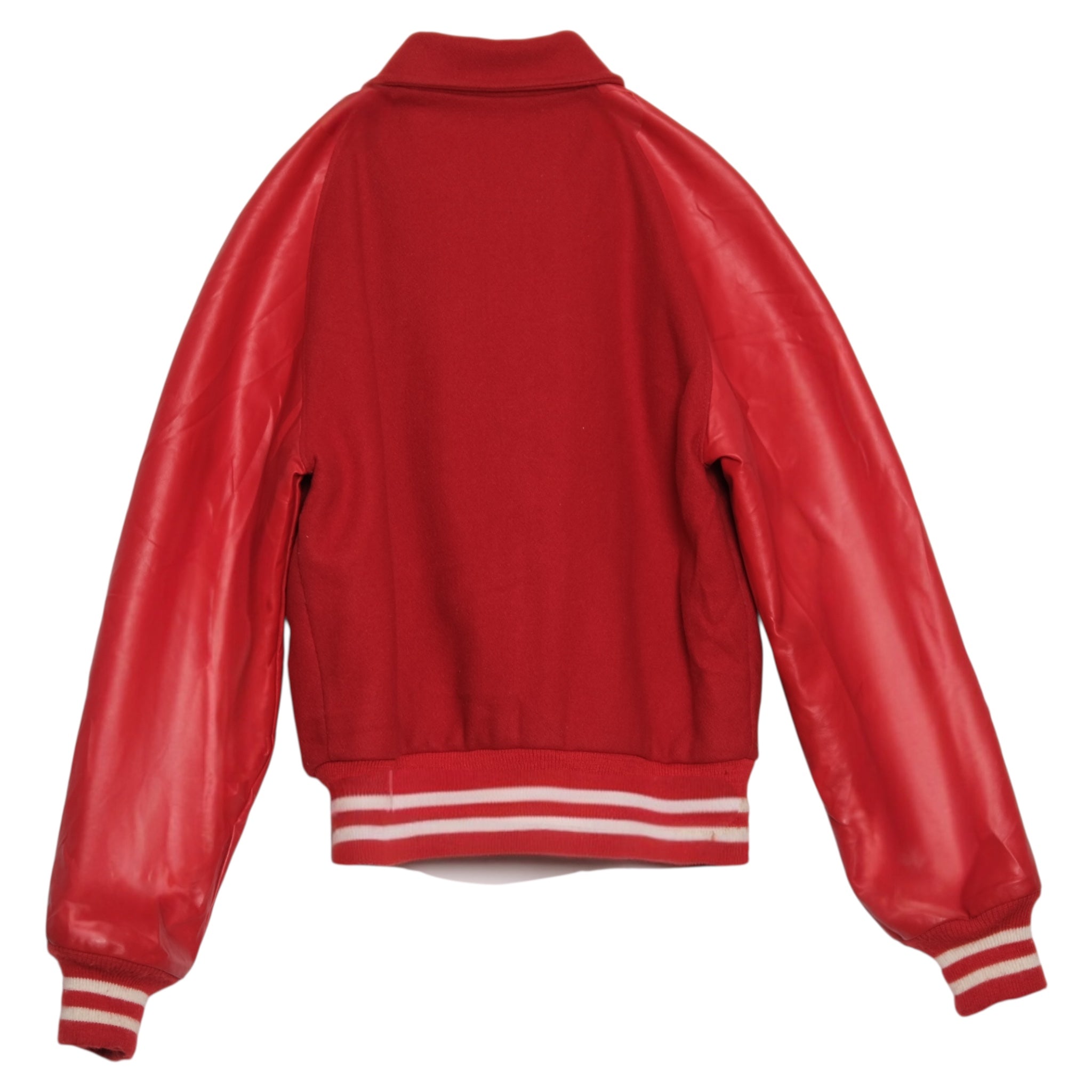 VINTAGE Red Wool + Leather Varsity Letterman Jacket
