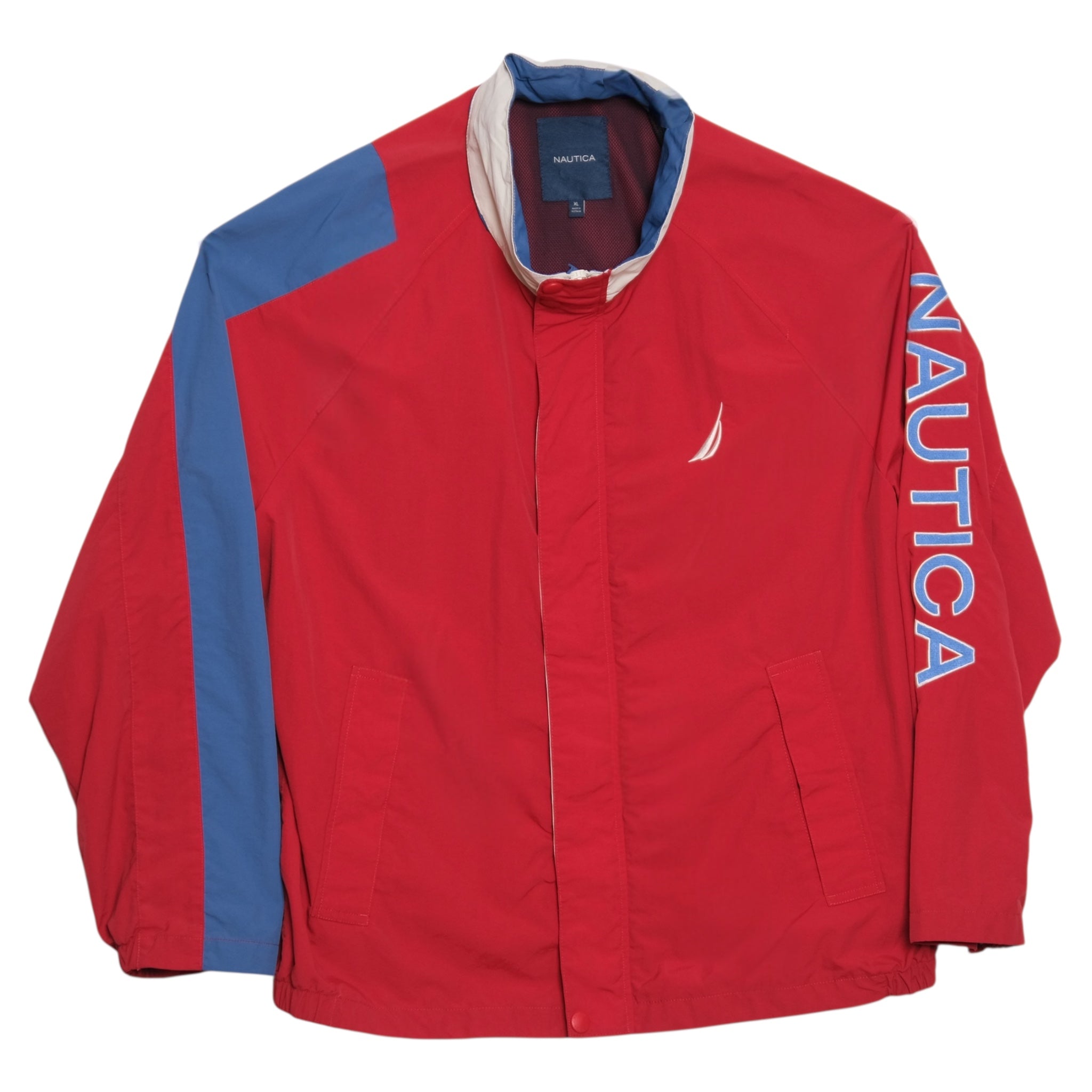 Nautica Vintage Jacket w/ Sleeve Logo Oversized Fit (Red/Blue