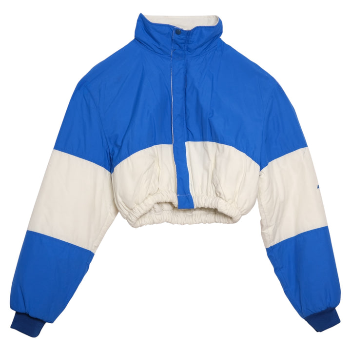 VINTAGE  Upcycle Cropped Cobalt + Cream Colorblock Jacket