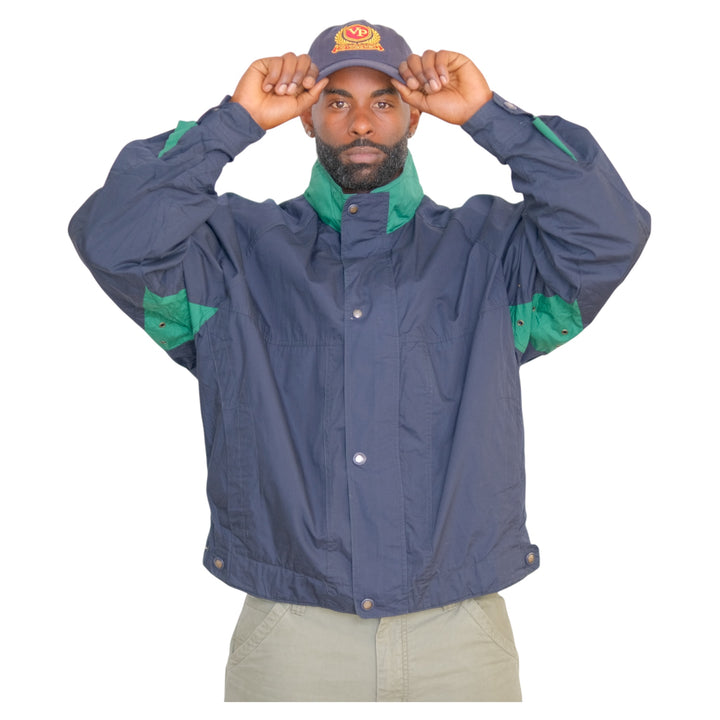 Vintage Members Only Navy + Green Colorblock Jacket  XL