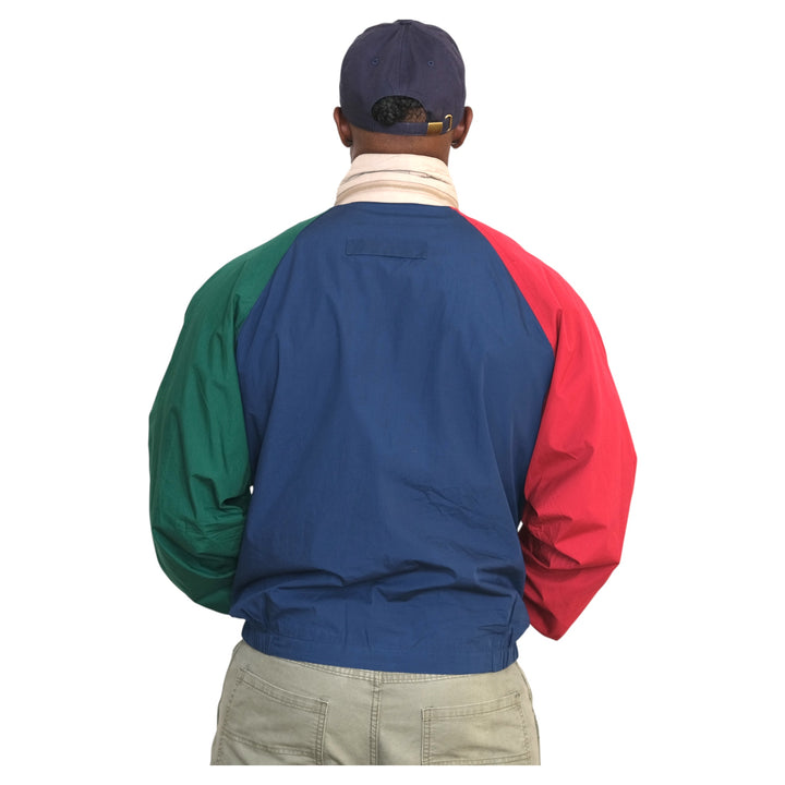Members Only Colorblock Zip Jacket  Oversized Fit (Red/Tan/Green Blue Panels)