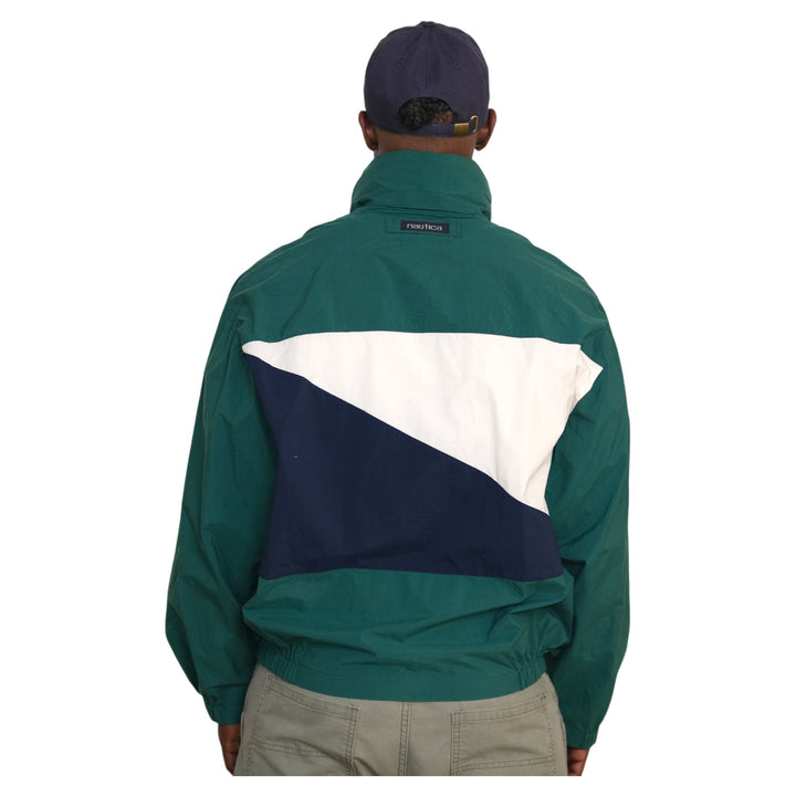 Vintage Nautica Green/Navy/Cream Colorblock Jacket  XL