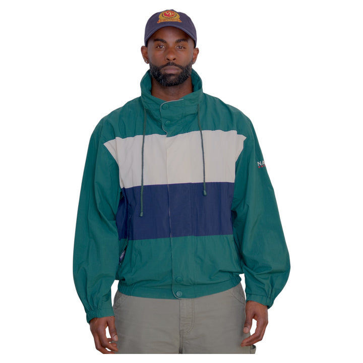 Vintage Nautica Green/Navy/Cream Colorblock Jacket  XL