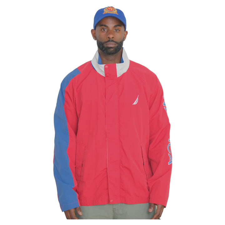 Nautica Vintage Jacket w/ Sleeve Logo Oversized Fit (Red/Blue)