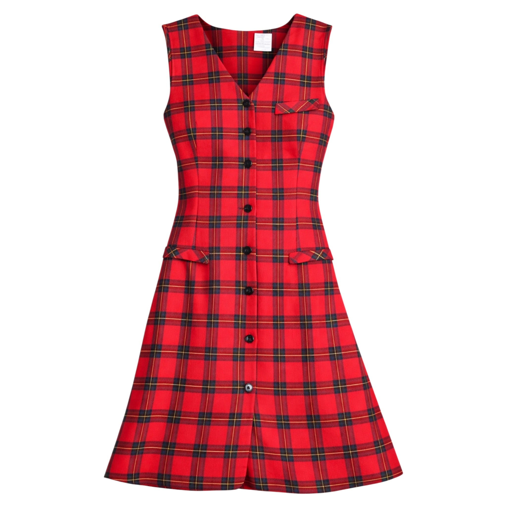 Vintage Red Tartan Button Front Dress