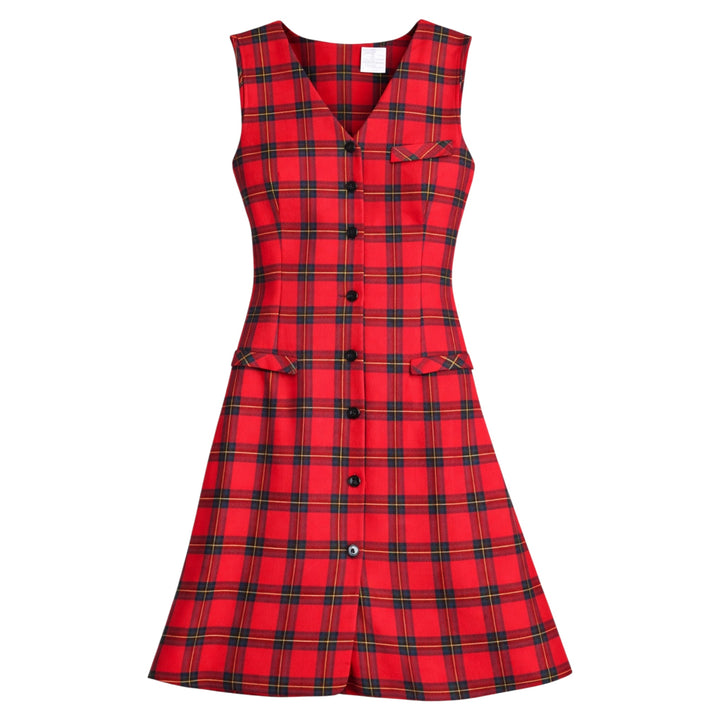 Vintage Red Tartan Button Front Dress