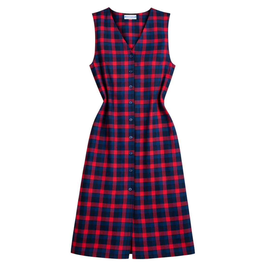 Vintage 1980s Pendleton Navy & Cherry Plaid Midi Dress
