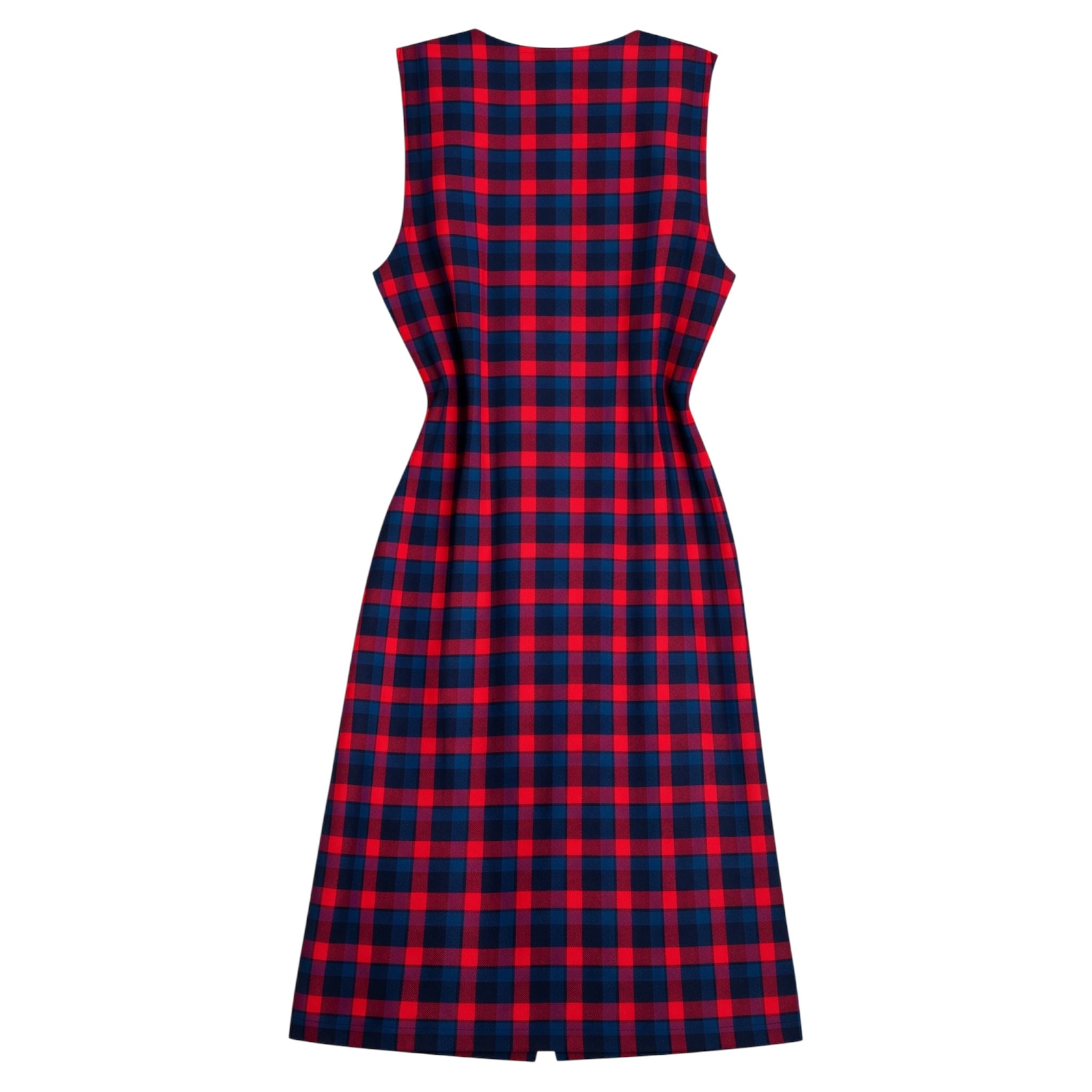 Vintage 1980s Pendleton Navy & Cherry Plaid Midi Dress