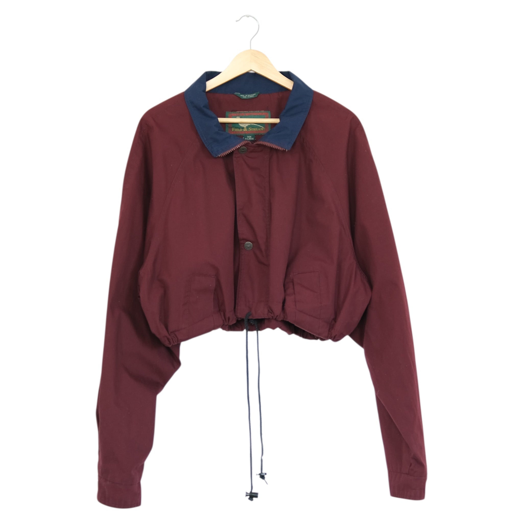Vintage Merlot + Midnight Upcycled Drawstring Crop Jacket