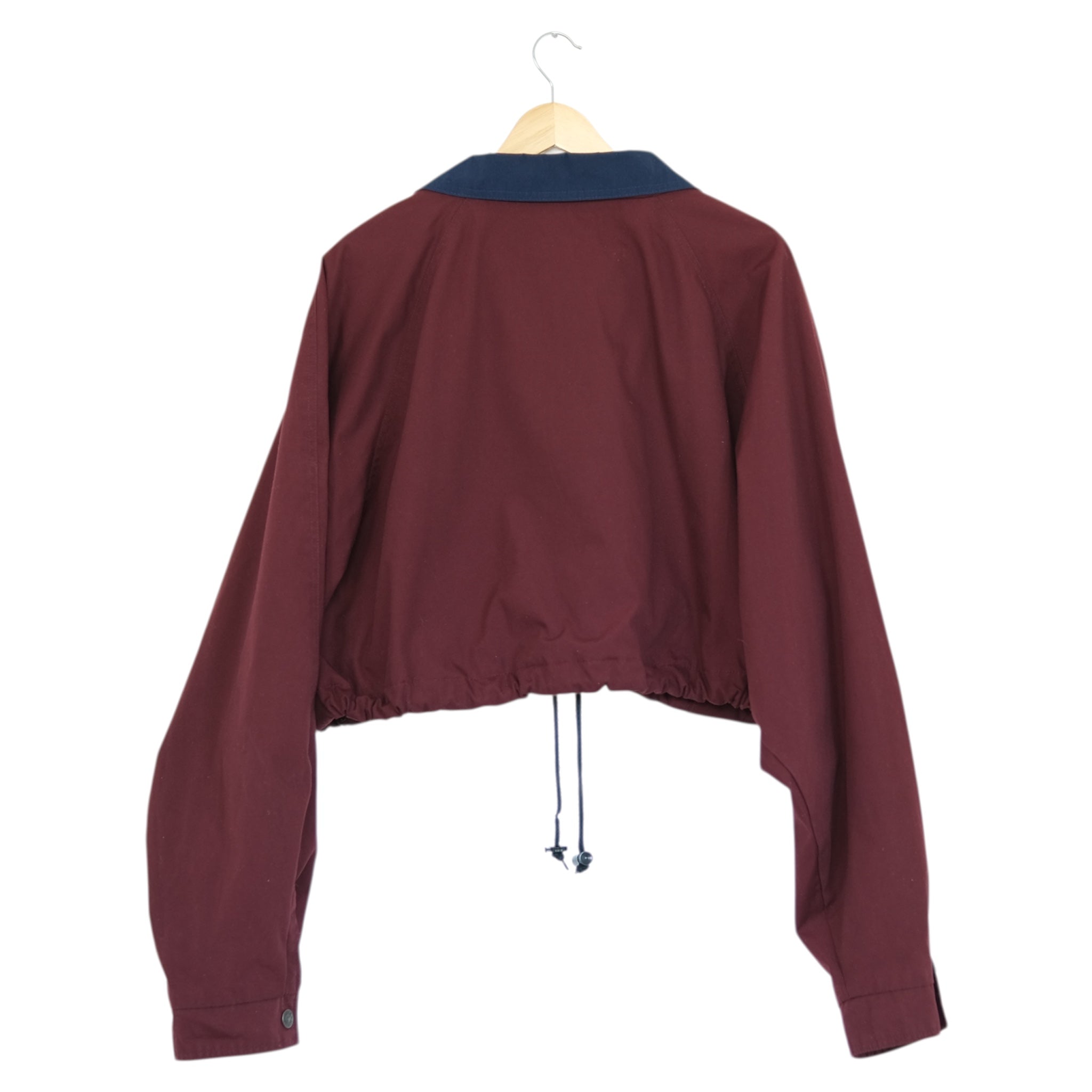 Vintage Merlot + Midnight Upcycled Drawstring Crop Jacket