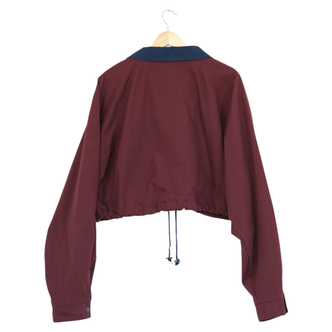 Vintage Merlot + Midnight Upcycled Drawstring Crop Jacket