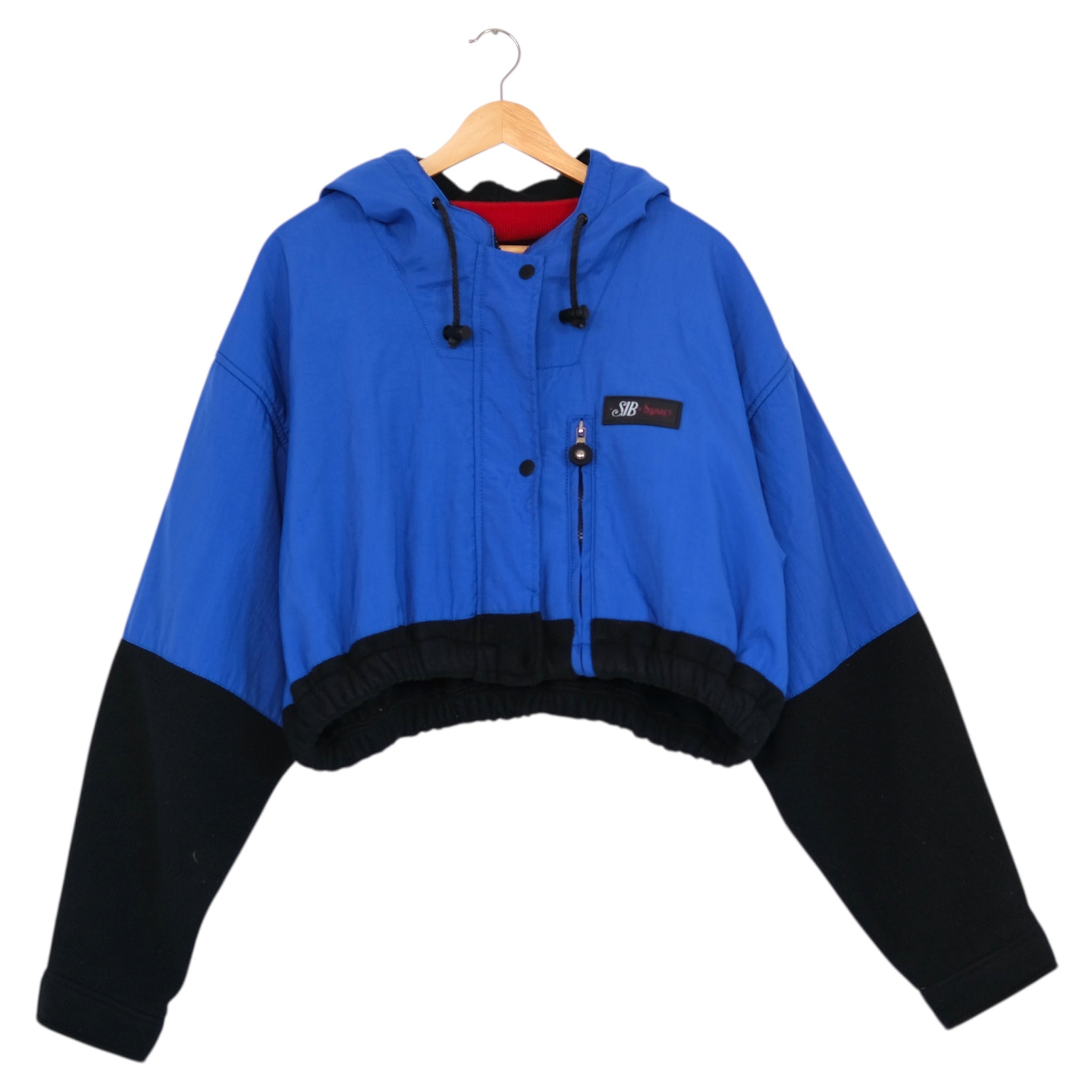 Vintage Cobalt + Onyx Upcycled Hooded Crop Jacket