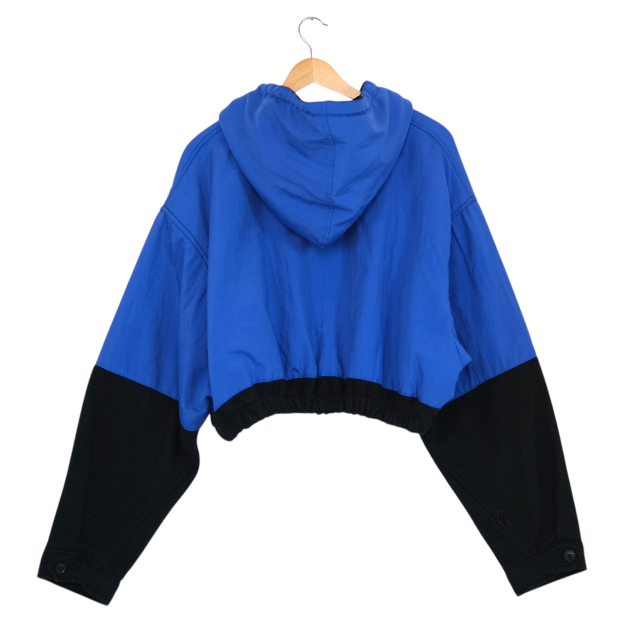 Vintage Cobalt + Onyx Upcycled Hooded Crop Jacket