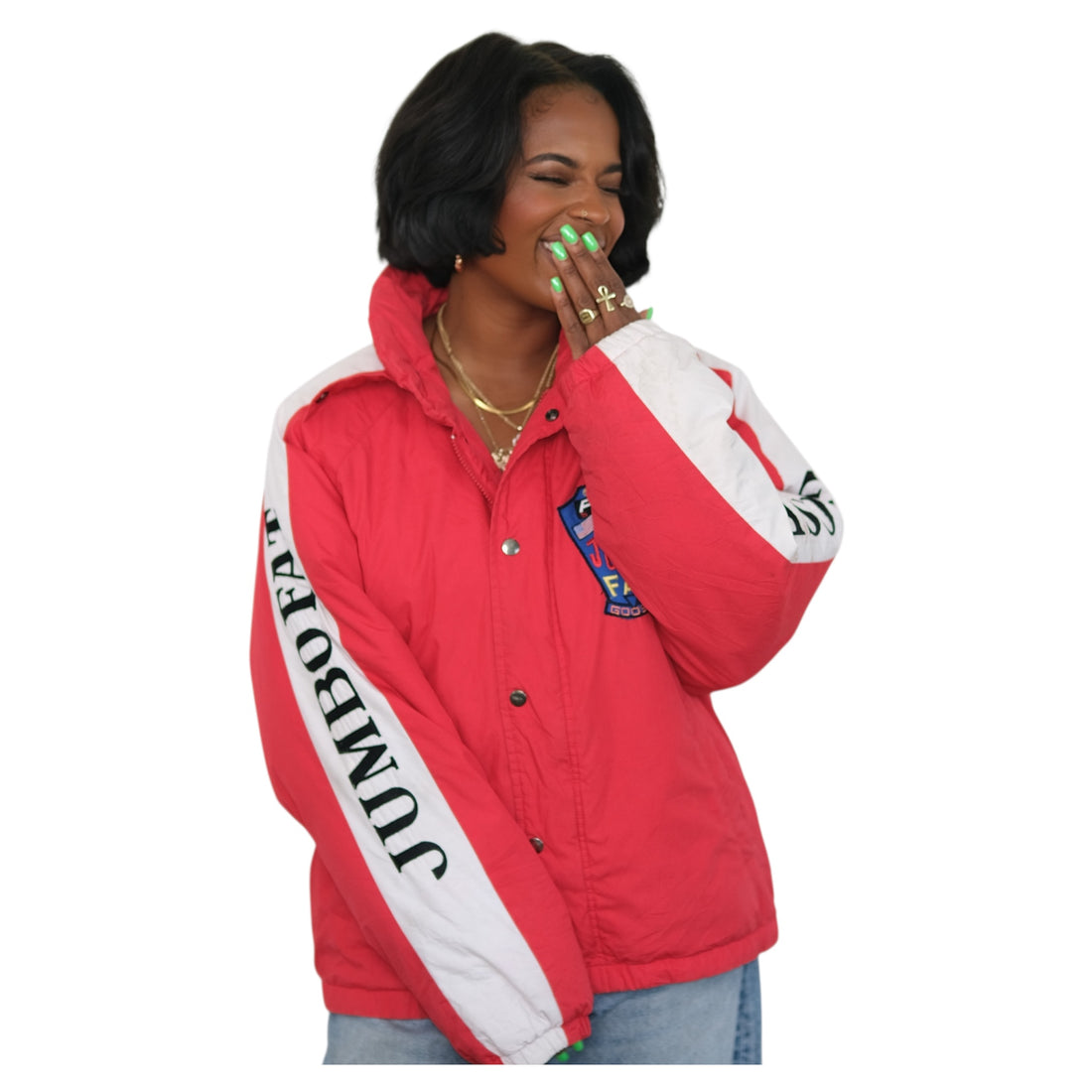 Vintage Cherry Red + Ice White PEKO Jumbo Fat Goose Puffer Jacket