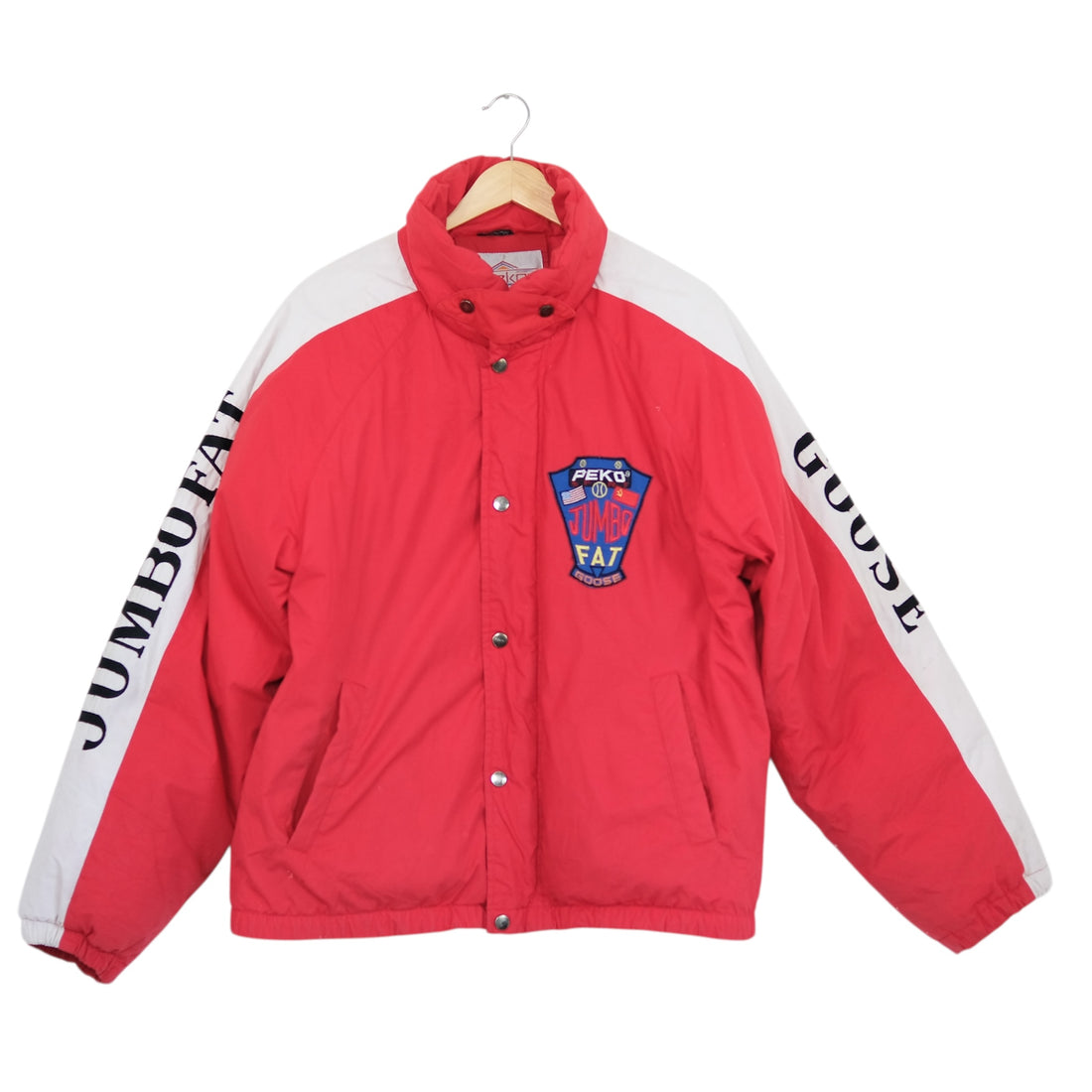 Vintage Cherry Red + Ice White PEKO Jumbo Fat Goose Puffer Jacket