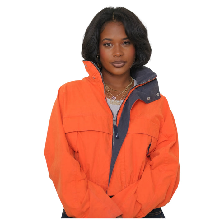 Vintage Blaze Orange + Stone Nautica Upcycled  Cropped Jacket