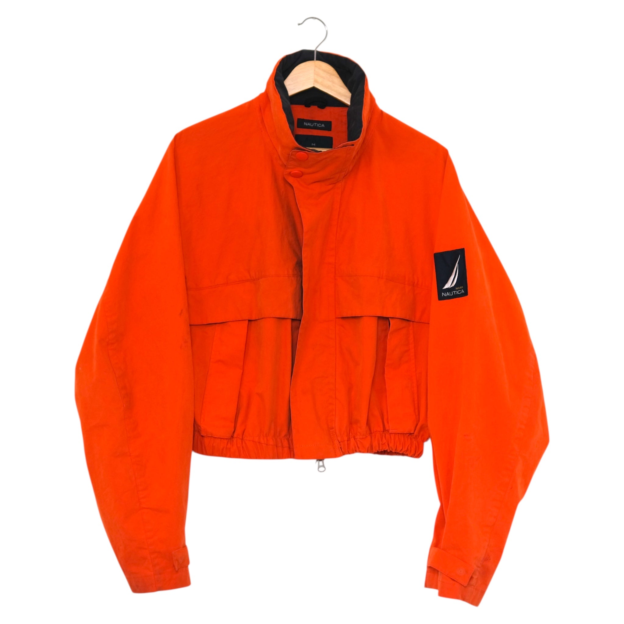 Vintage Blaze Orange + Stone Nautica Upcycled  Cropped Jacket
