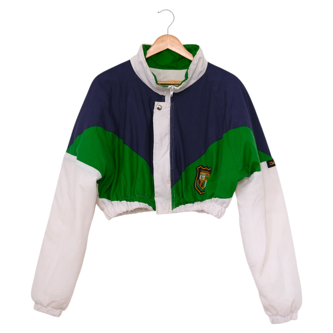 Vintage Emerald + Navy + Ivory Upcycled Club Ireland Cropped Jacket