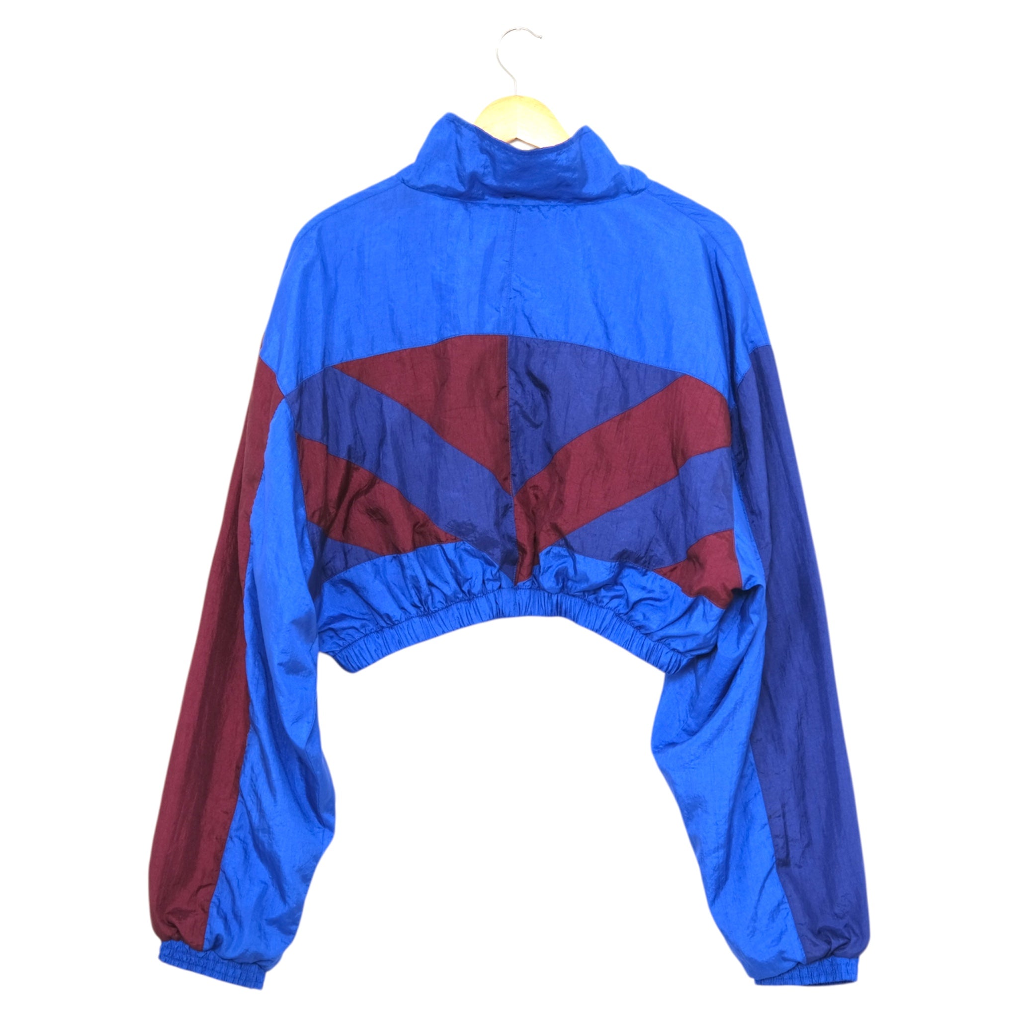 Vintage Cobalt + Merlot Cropped Windbreaker Upcycled  Jacket