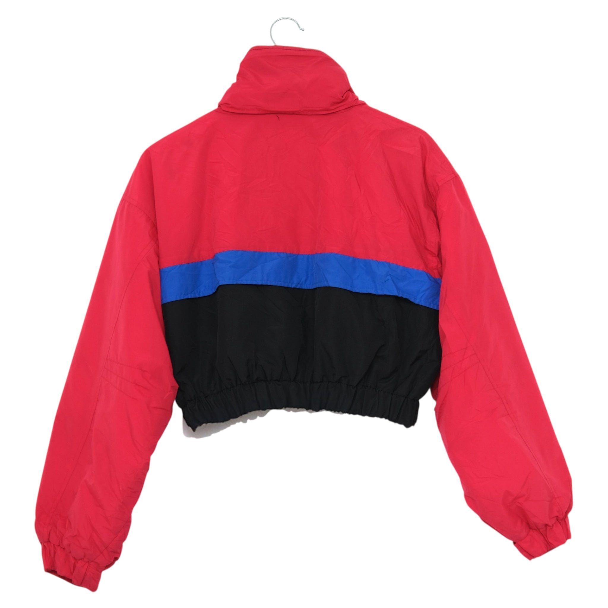 Vintage Crimson + Cobalt + Onyx Upcycled Cropped Puffer Jacket