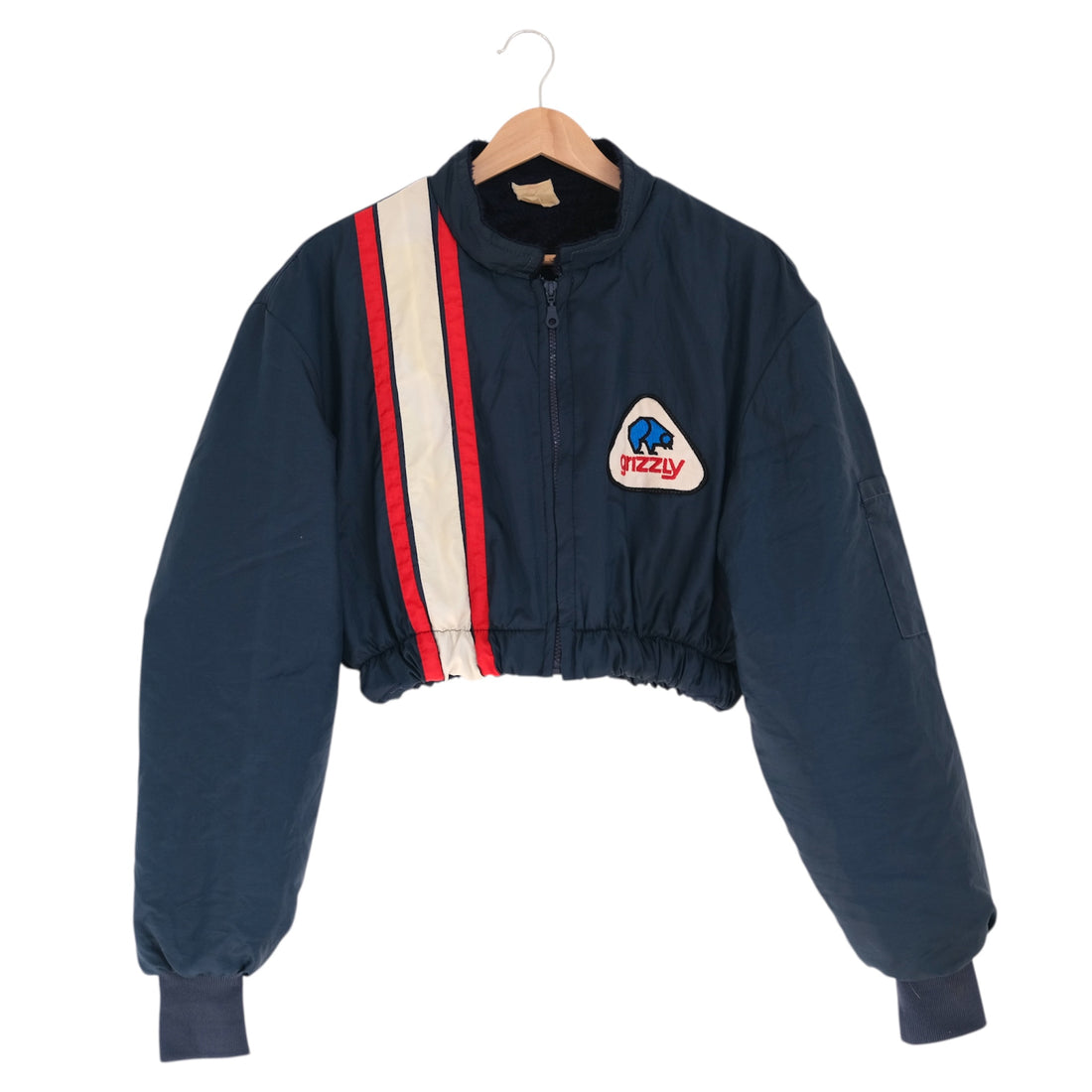 Vintage Midnight + Ivory + Crimson Grizzly Cropped Lined Jacket