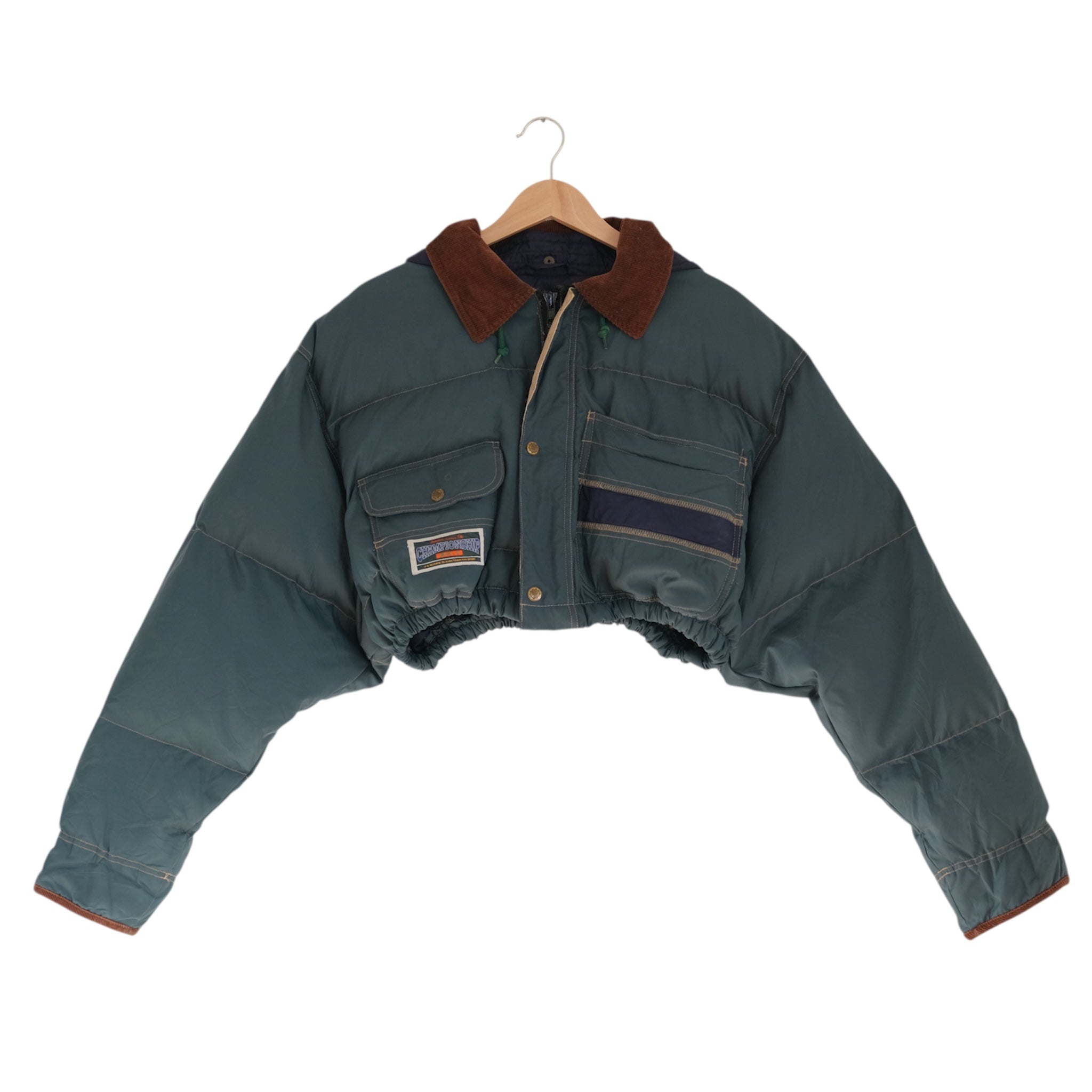 Vintage Pine + Tobacco GAP Upcycled  Cropped Mini  Puffer Jacket