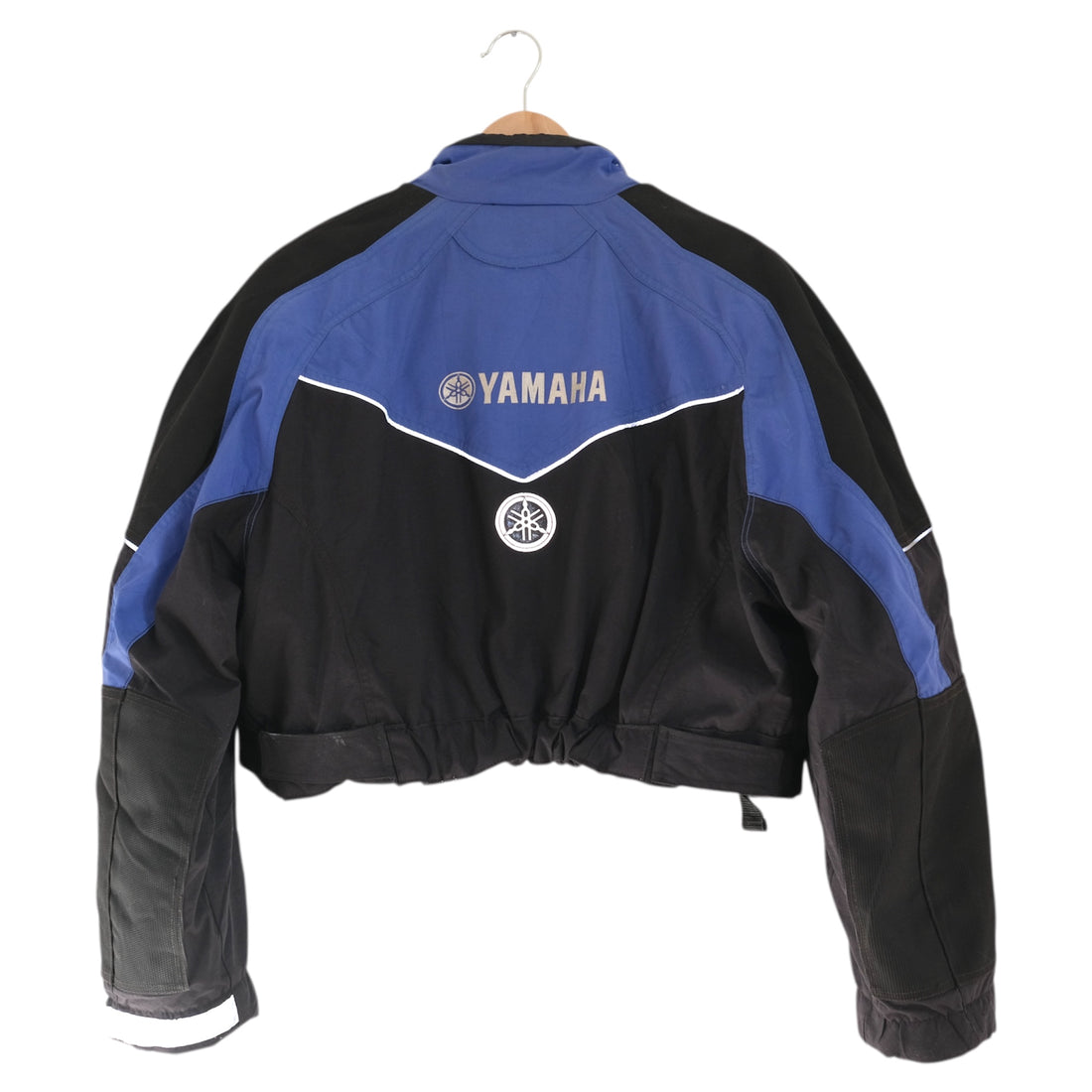 Vintage Cobalt + Onyx Yamaha SRX Upcycled Cropped Moto Jacket