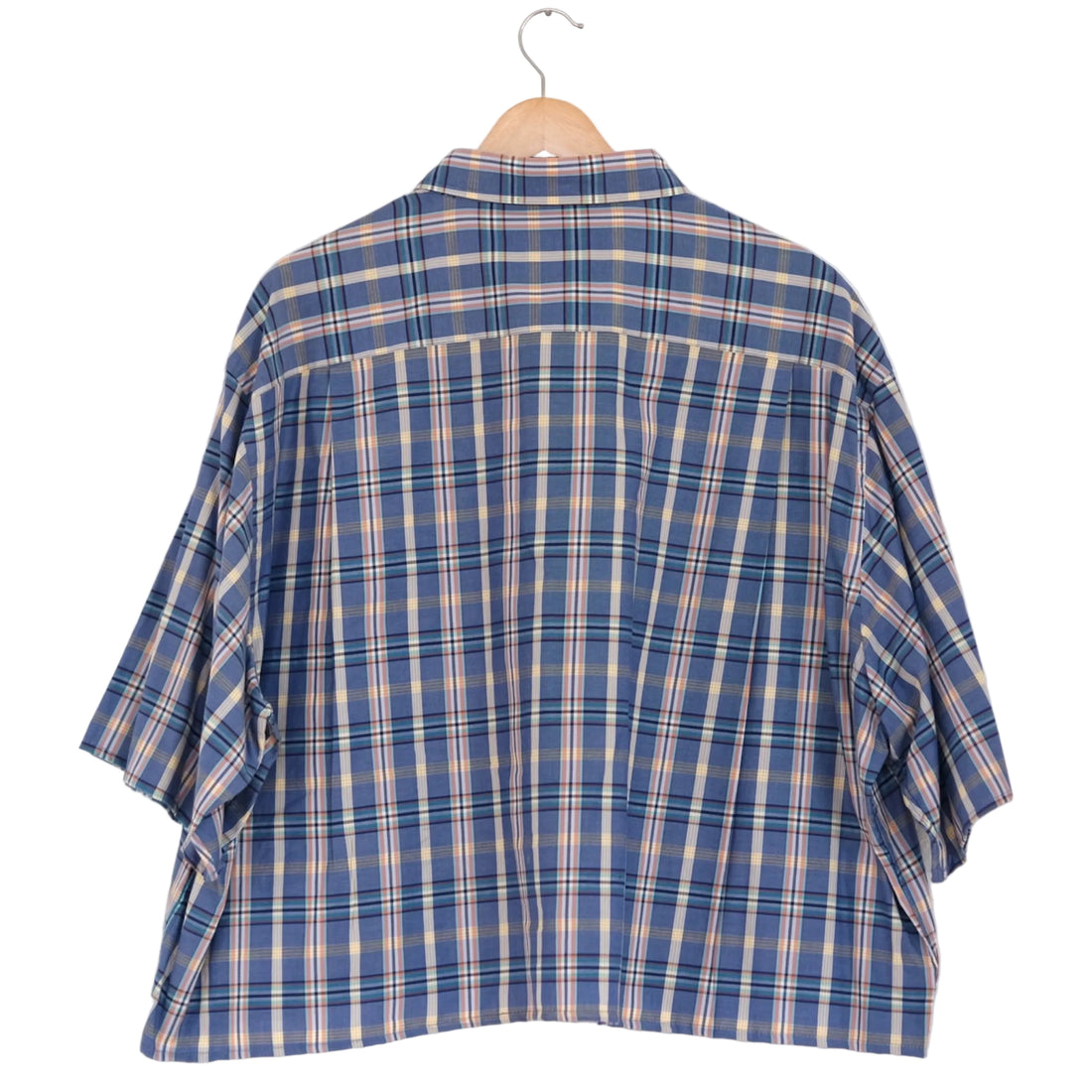 reworked slate madras shirt, cropped