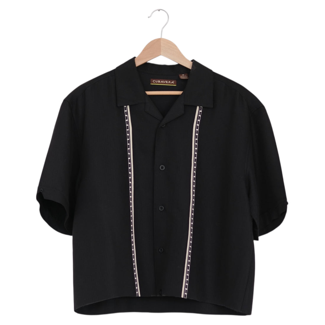 Black Tonal Stripe Button-Front Shirt | Medium