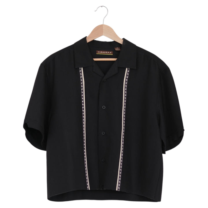 Black Tonal Stripe Button-Front Shirt | Medium