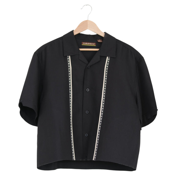 Black Tonal Stripe Button-Front Shirt | Medium