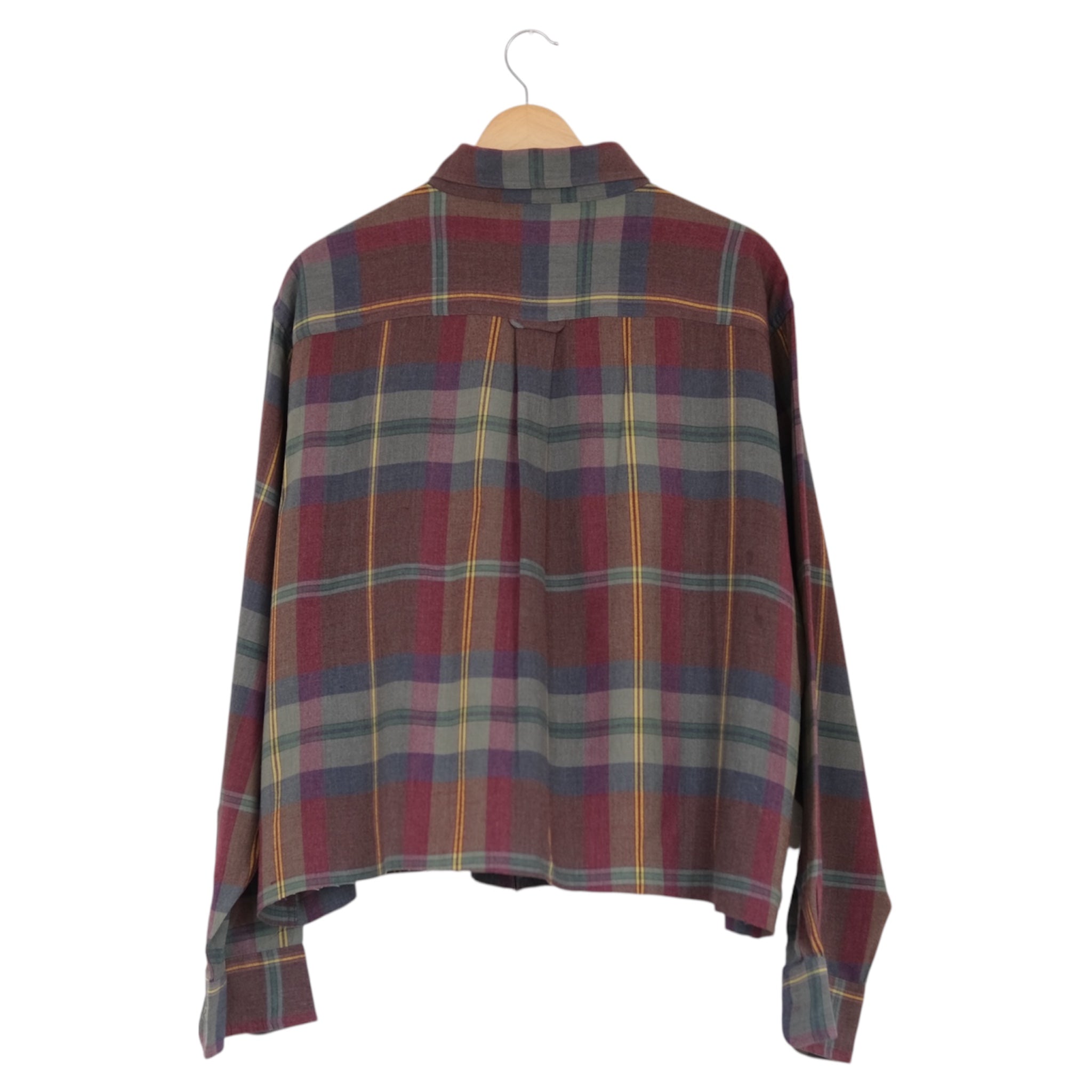Reworked Vintage Burgundy Plaid Utility Shirt | 2XL