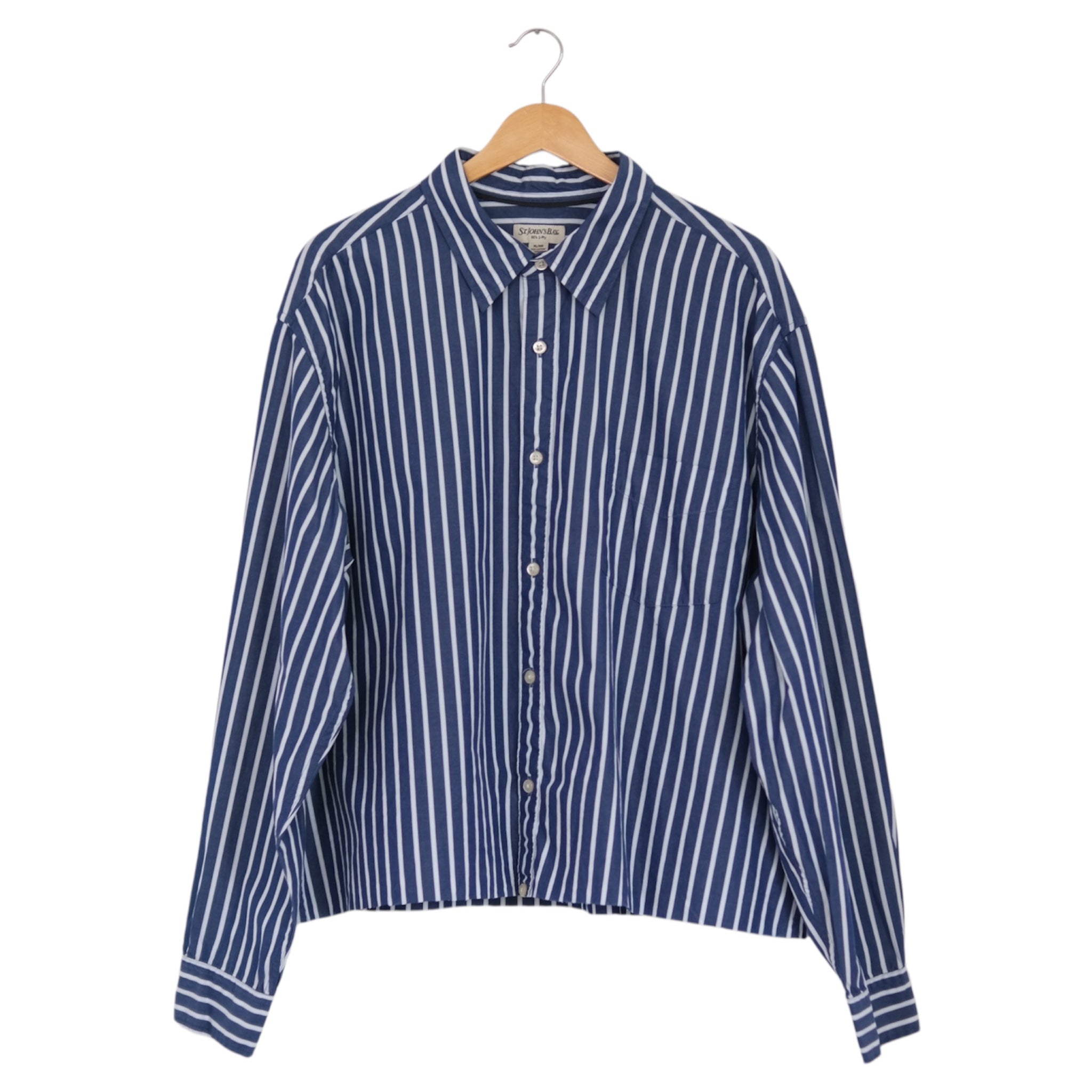 Vintage Navy Stripe Boxy Button-Front Shirt | XL