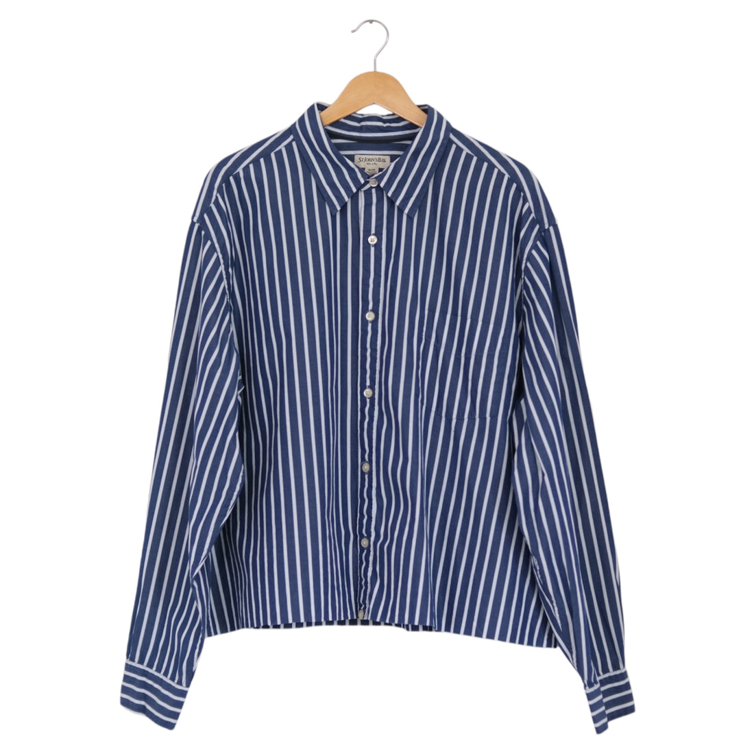Vintage Navy Stripe Boxy Button-Front Shirt | XL