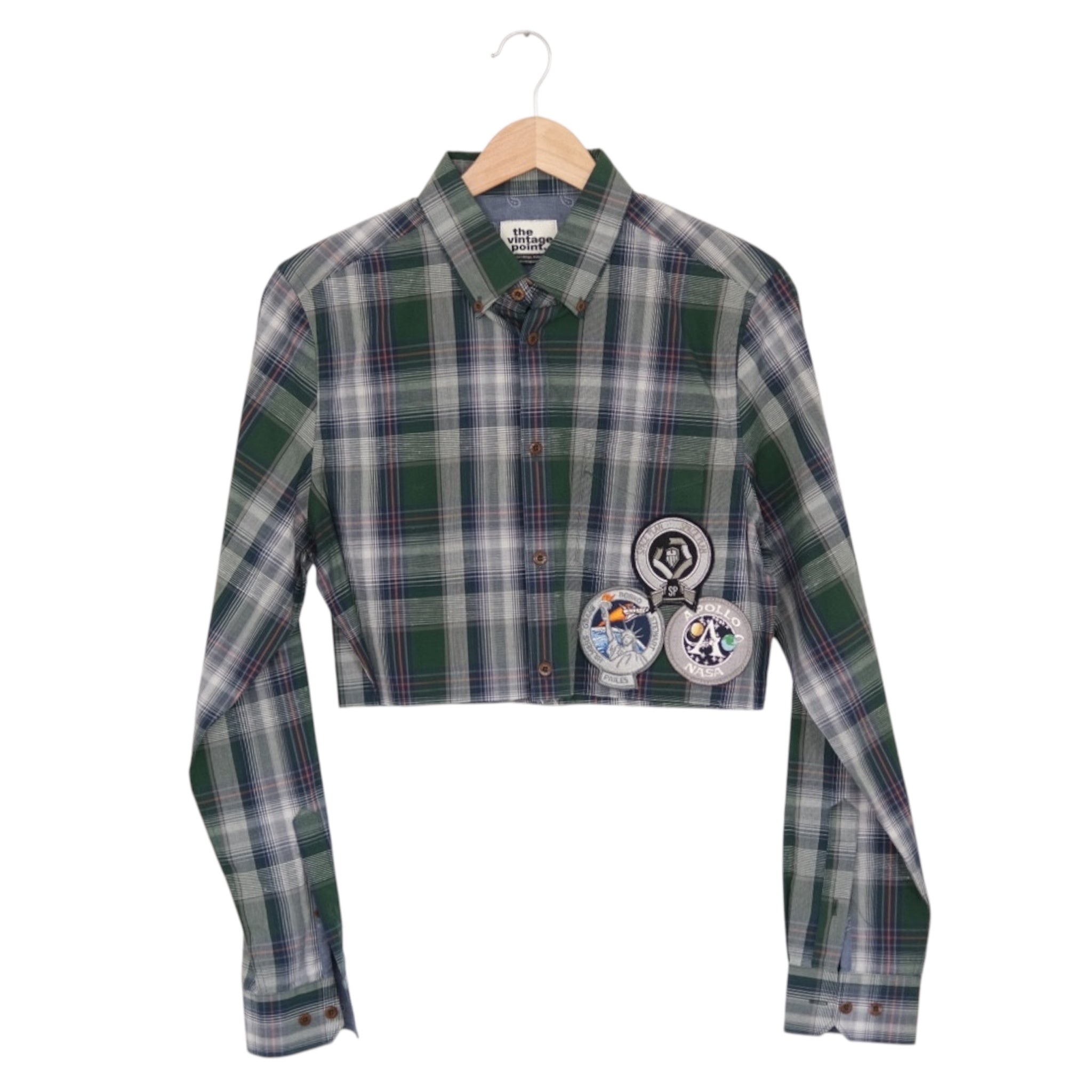 Reworked Vintage Green Plaid Space Patch Shirt | One of One