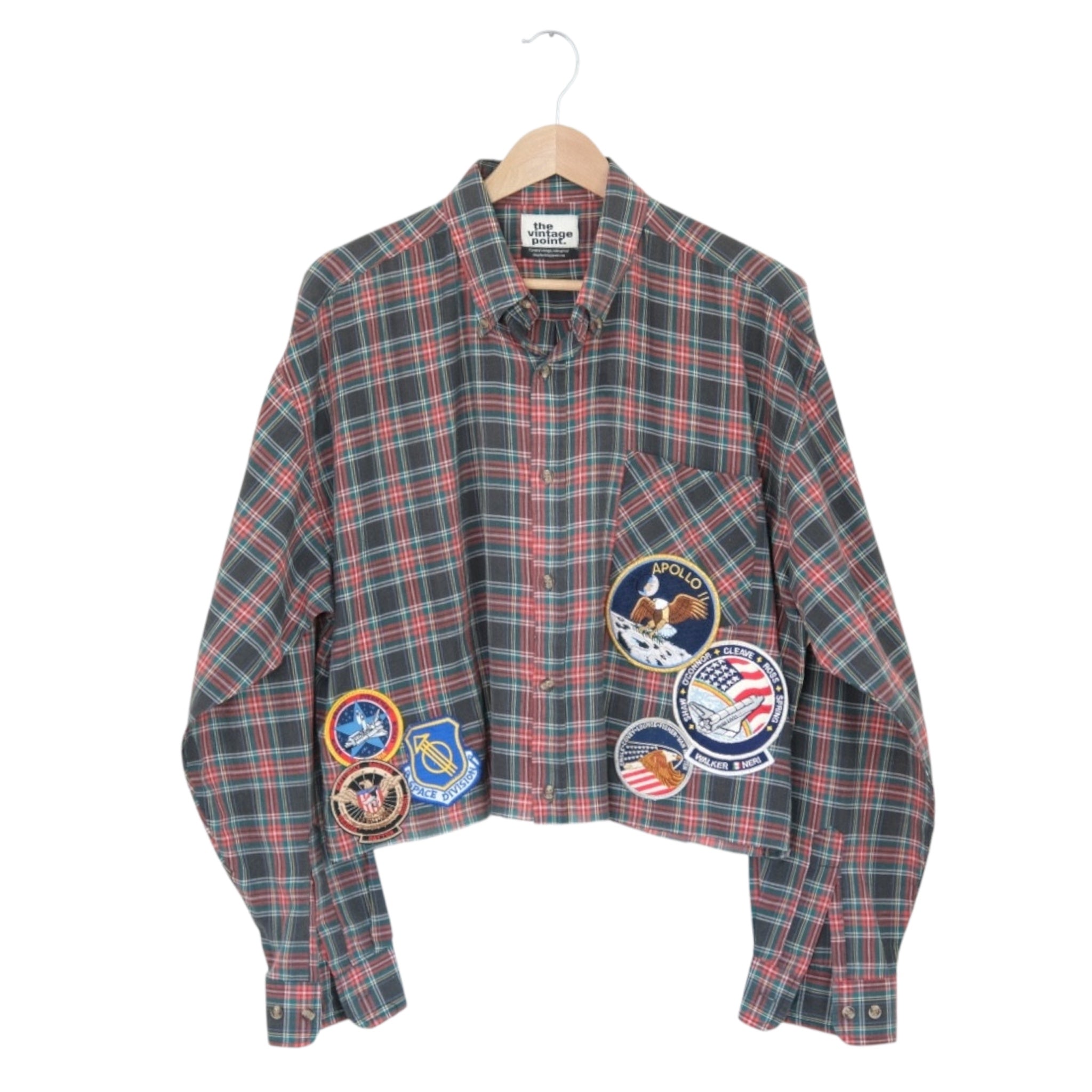 Reworked Vintage Plaid Space Patch Shirt | One of One
