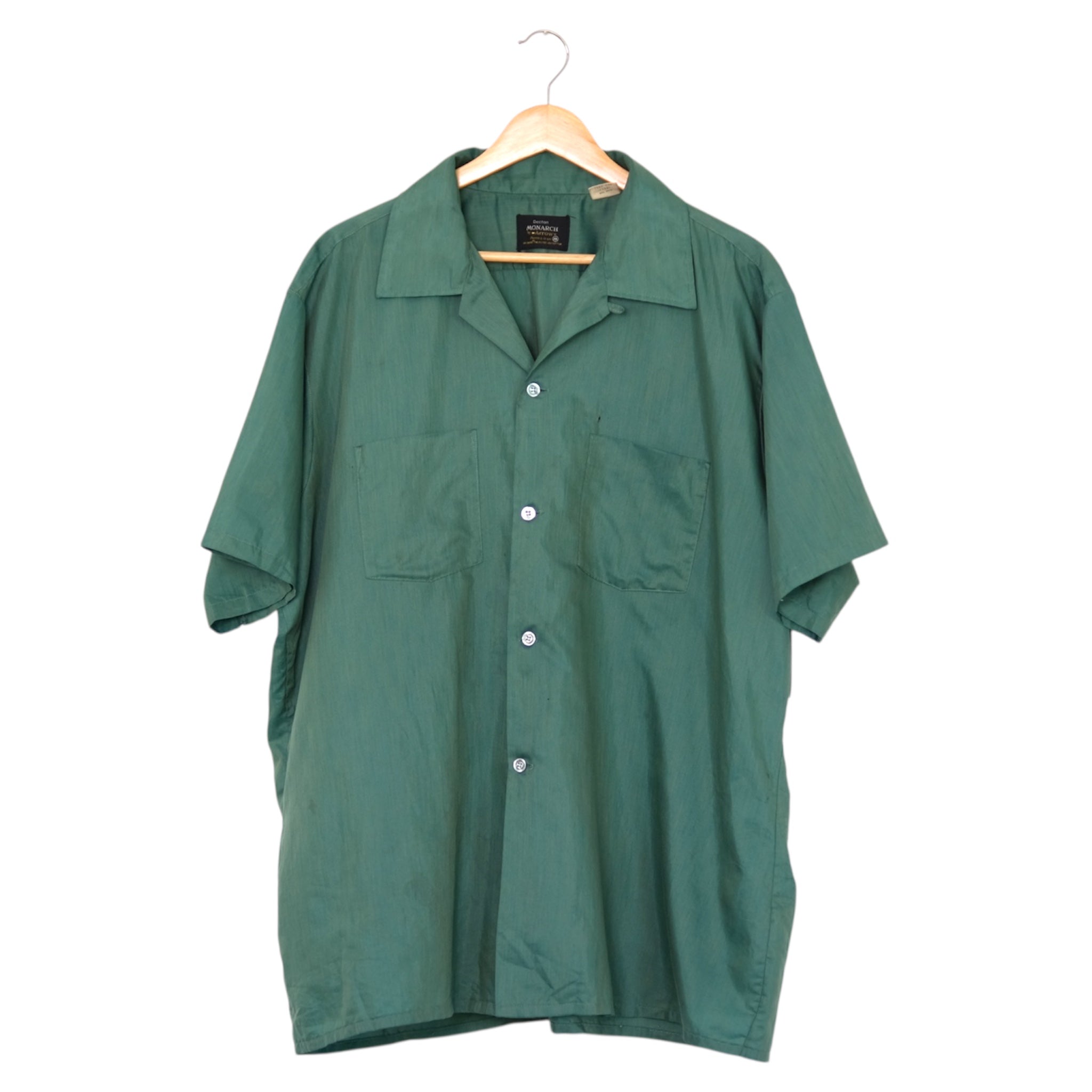 Vintage 80's Deep Teal Green Camp Collar Shirt