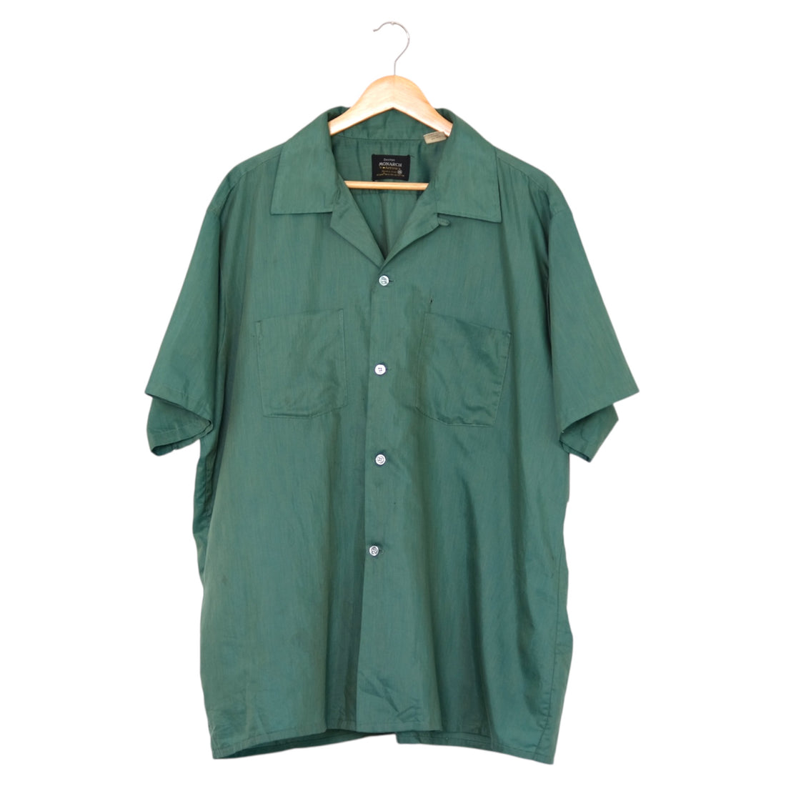 Vintage 80's Deep Teal Green Camp Collar Shirt