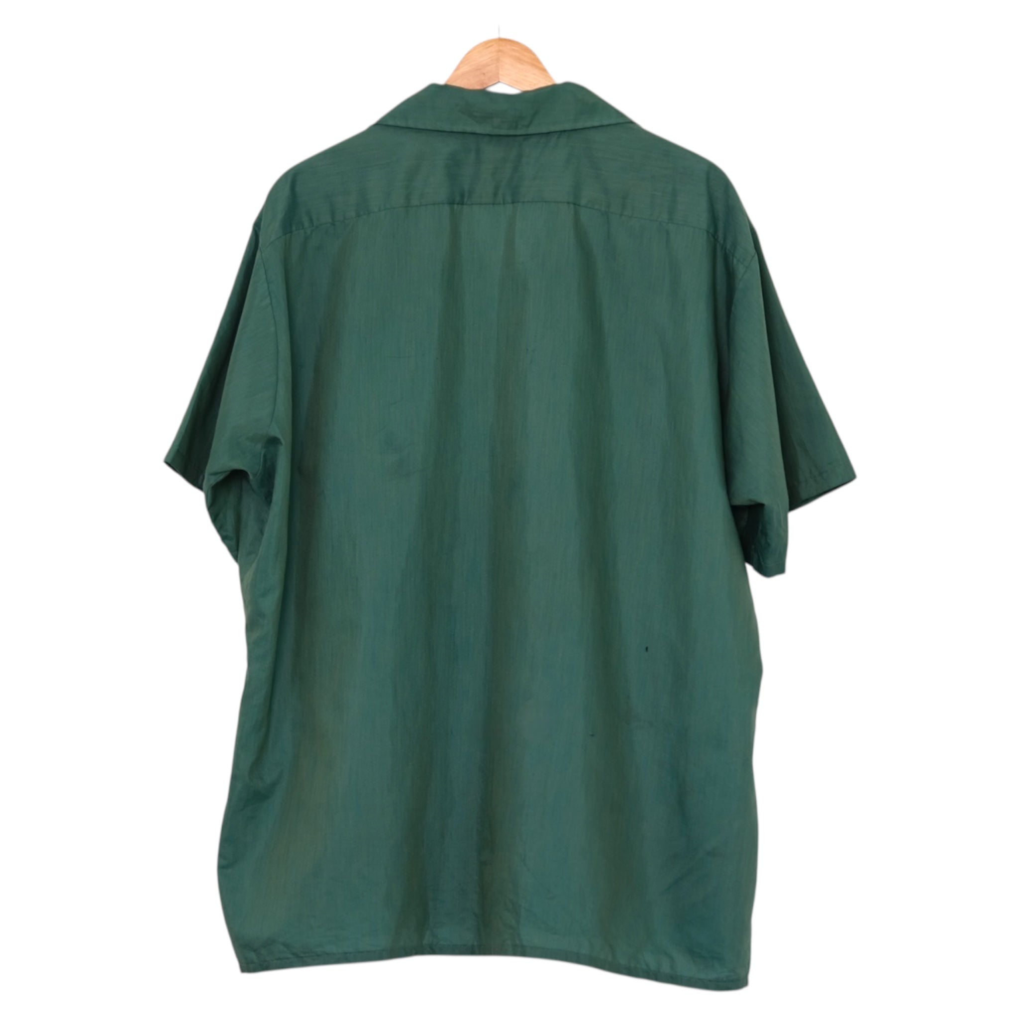 Vintage 80's Deep Teal Green Camp Collar Shirt