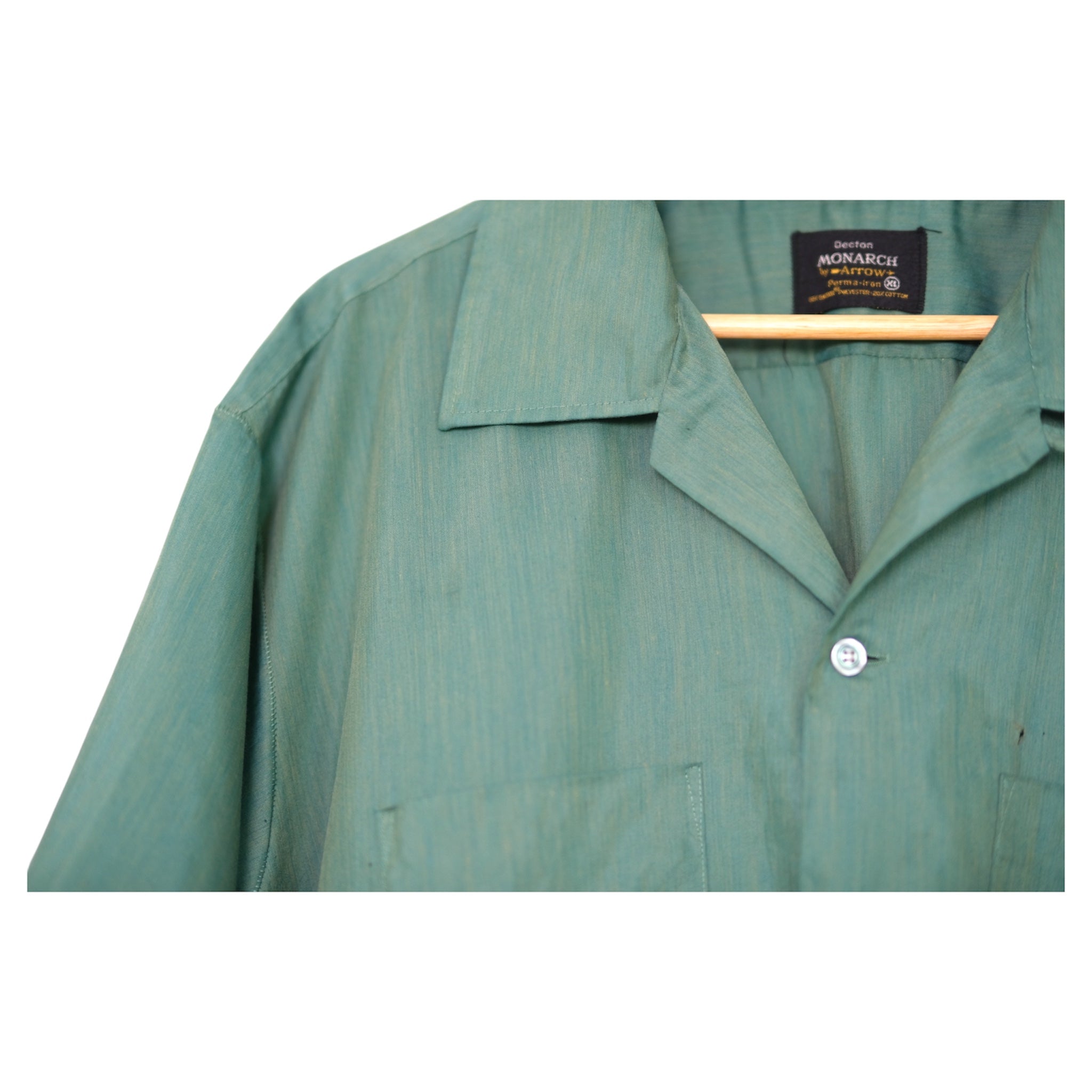 Vintage 80's Deep Teal Green Camp Collar Shirt